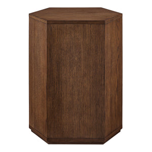 Modway Furniture Kade Faceted Hexagonal Oak Side Table with Interior Shelf for Modern Living Spaces Walnut MOD-7341-WAL
