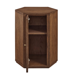 Modway Furniture Kade Faceted Hexagonal Oak Side Table with Interior Shelf for Modern Living Spaces Walnut MOD-7341-WAL