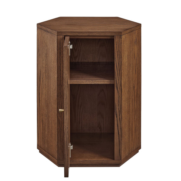 Modway Furniture Kade Faceted Hexagonal Oak Side Table with Interior Shelf for Modern Living Spaces Walnut MOD-7341-WAL