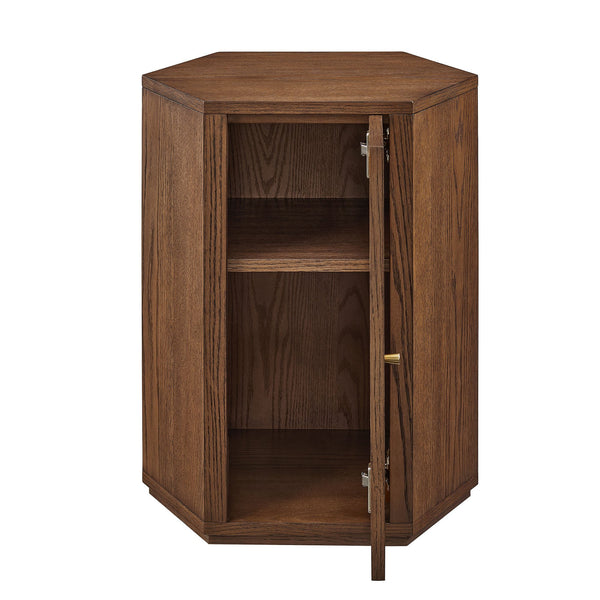 Modway Furniture Kade Faceted Hexagonal Oak Side Table with Interior Shelf for Modern Living Spaces Walnut MOD-7341-WAL