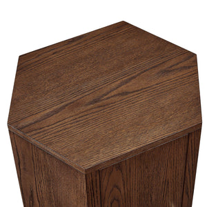 Modway Furniture Kade Faceted Hexagonal Oak Side Table with Interior Shelf for Modern Living Spaces Walnut MOD-7341-WAL
