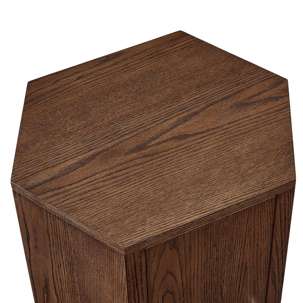 Modway Furniture Kade Faceted Hexagonal Oak Side Table with Interior Shelf for Modern Living Spaces Walnut MOD-7341-WAL