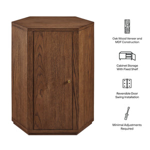 Modway Furniture Kade Faceted Hexagonal Oak Side Table with Interior Shelf for Modern Living Spaces Walnut MOD-7341-WAL