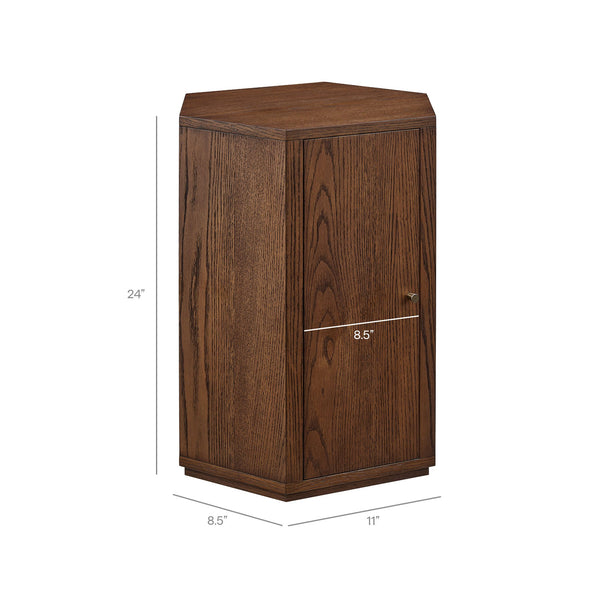 Modway Furniture Kade Faceted Hexagonal Oak Side Table with Interior Shelf for Modern Living Spaces Walnut MOD-7341-WAL