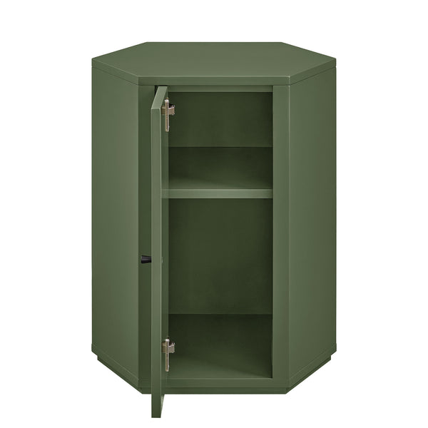 Modway Furniture Kade Modway Hexagonal Side Table Sculptural MDF Cabinet for Modern Living Spaces Green MOD-7342-CYP