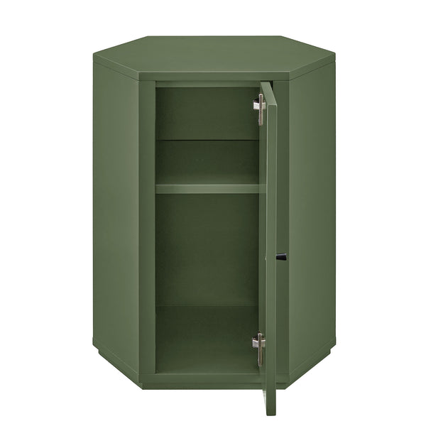 Modway Furniture Kade Modway Hexagonal Side Table Sculptural MDF Cabinet for Modern Living Spaces Green MOD-7342-CYP