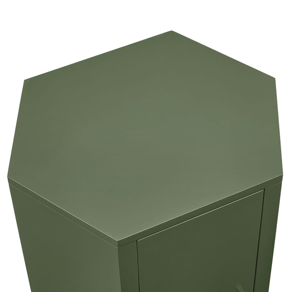 Modway Furniture Kade Modway Hexagonal Side Table Sculptural MDF Cabinet for Modern Living Spaces Green MOD-7342-CYP