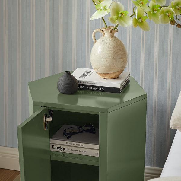 Modway Furniture Kade Modway Hexagonal Side Table Sculptural MDF Cabinet for Modern Living Spaces Green MOD-7342-CYP