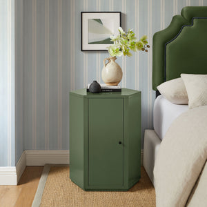 Modway Furniture Kade Modway Hexagonal Side Table Sculptural MDF Cabinet for Modern Living Spaces Green MOD-7342-CYP