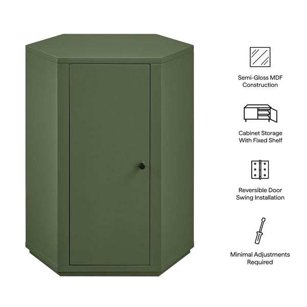 Modway Furniture Kade Modway Hexagonal Side Table Sculptural MDF Cabinet for Modern Living Spaces Green MOD-7342-CYP