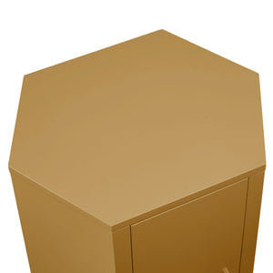 Modway Furniture Kade Modway Hexagonal Side Table Sculptural MDF Cabinet for Modern Living Spaces Yellow MOD-7342-MUS