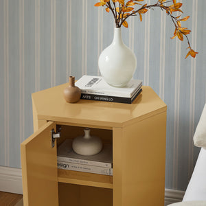 Modway Furniture Kade Modway Hexagonal Side Table Sculptural MDF Cabinet for Modern Living Spaces Yellow MOD-7342-MUS