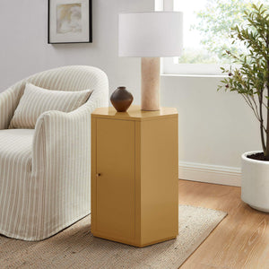 Modway Furniture Kade Modway Hexagonal Side Table Sculptural MDF Cabinet for Modern Living Spaces Yellow MOD-7342-MUS