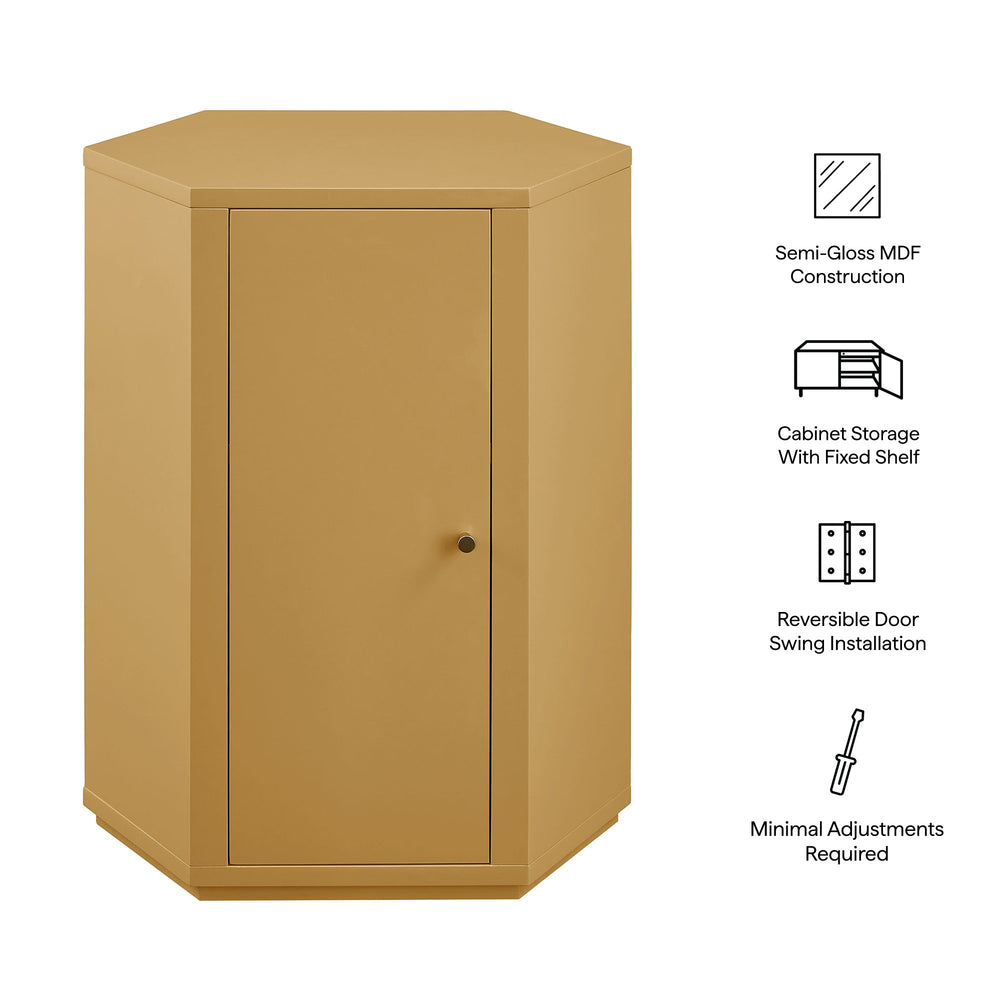 Modway Furniture Kade Modway Hexagonal Side Table Sculptural MDF Cabinet for Modern Living Spaces Yellow MOD-7342-MUS