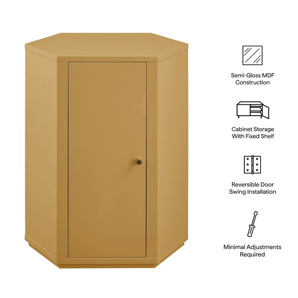 Modway Furniture Kade Modway Hexagonal Side Table Sculptural MDF Cabinet for Modern Living Spaces Yellow MOD-7342-MUS