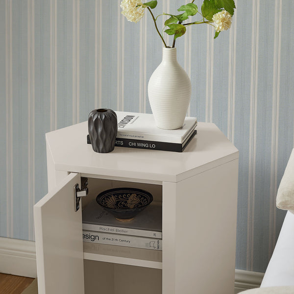Modway Furniture Kade Modway Hexagonal Side Table Sculptural MDF Cabinet for Modern Living Spaces Gray MOD-7342-PTY