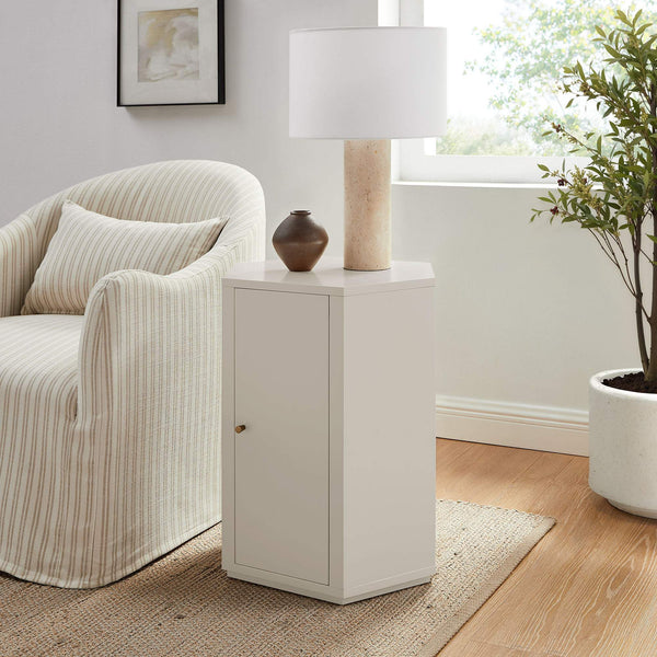 Modway Furniture Kade Modway Hexagonal Side Table Sculptural MDF Cabinet for Modern Living Spaces Gray MOD-7342-PTY