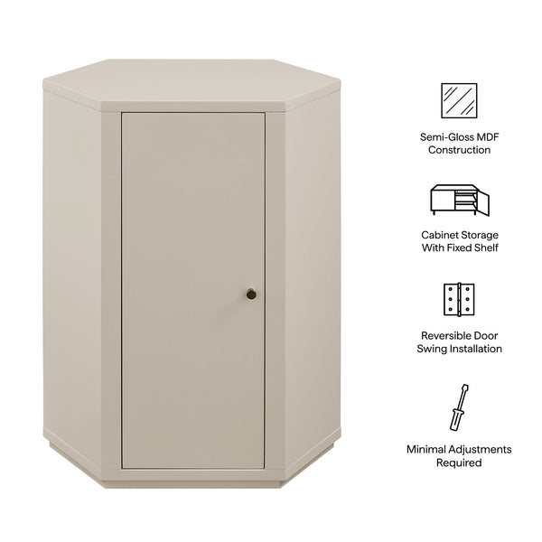 Modway Furniture Kade Modway Hexagonal Side Table Sculptural MDF Cabinet for Modern Living Spaces Gray MOD-7342-PTY