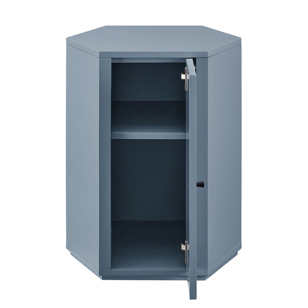 Modway Furniture Kade Modway Hexagonal Side Table Sculptural MDF Cabinet for Modern Living Spaces Blue MOD-7342-STB