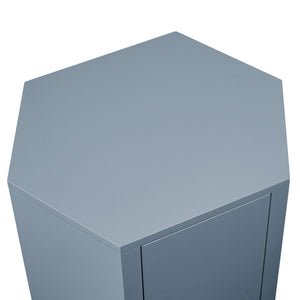 Modway Furniture Kade Modway Hexagonal Side Table Sculptural MDF Cabinet for Modern Living Spaces Blue MOD-7342-STB