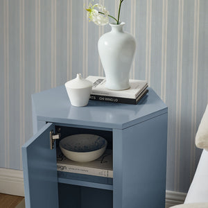 Modway Furniture Kade Modway Hexagonal Side Table Sculptural MDF Cabinet for Modern Living Spaces Blue MOD-7342-STB