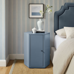 Modway Furniture Kade Modway Hexagonal Side Table Sculptural MDF Cabinet for Modern Living Spaces Blue MOD-7342-STB
