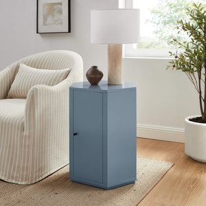 Modway Furniture Kade Modway Hexagonal Side Table Sculptural MDF Cabinet for Modern Living Spaces Blue MOD-7342-STB