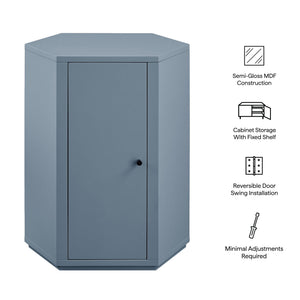Modway Furniture Kade Modway Hexagonal Side Table Sculptural MDF Cabinet for Modern Living Spaces Blue MOD-7342-STB