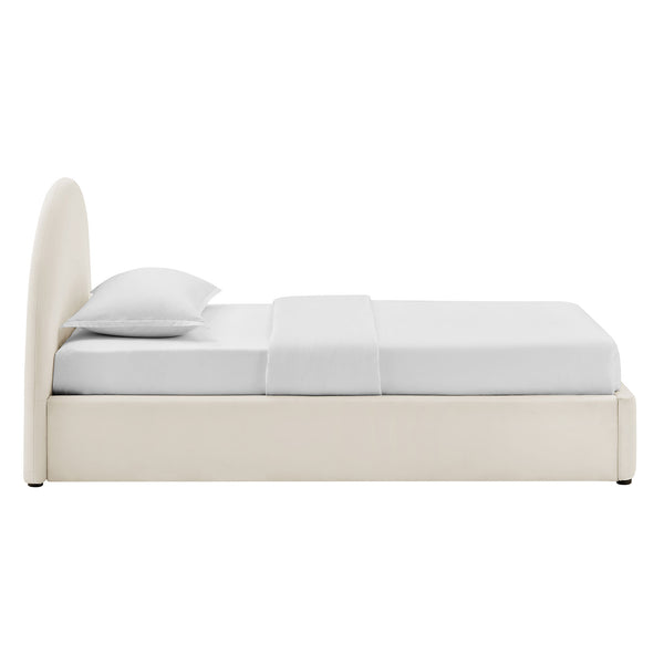 Modway Furniture Resort Twin Velvet Upholstered Storage Platform Bed with Arched Sculptural Headboard Alabaster MOD-7343-ALA