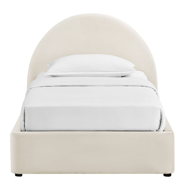 Modway Furniture Resort Twin Velvet Upholstered Storage Platform Bed with Arched Sculptural Headboard Alabaster MOD-7343-ALA