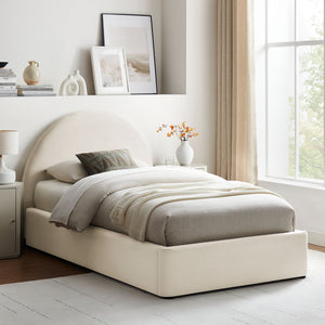 Modway Furniture Resort Twin Velvet Upholstered Storage Platform Bed with Arched Sculptural Headboard Alabaster MOD-7343-ALA