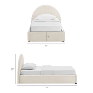 Modway Furniture Resort Twin Velvet Upholstered Storage Platform Bed with Arched Sculptural Headboard Alabaster MOD-7343-ALA