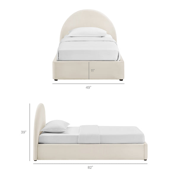 Modway Furniture Resort Twin Velvet Upholstered Storage Platform Bed with Arched Sculptural Headboard Alabaster MOD-7343-ALA