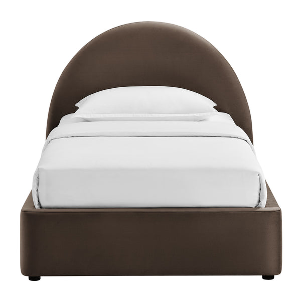 Modway Furniture Resort Twin Velvet Upholstered Storage Platform Bed with Arched Sculptural Headboard Chocolate Brown MOD-7343-CHB