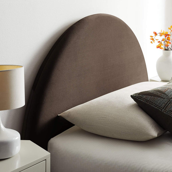 Modway Furniture Resort Twin Velvet Upholstered Storage Platform Bed with Arched Sculptural Headboard Chocolate Brown MOD-7343-CHB