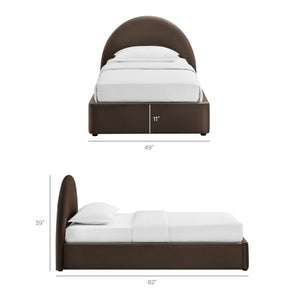 Modway Furniture Resort Twin Velvet Upholstered Storage Platform Bed with Arched Sculptural Headboard Chocolate Brown MOD-7343-CHB