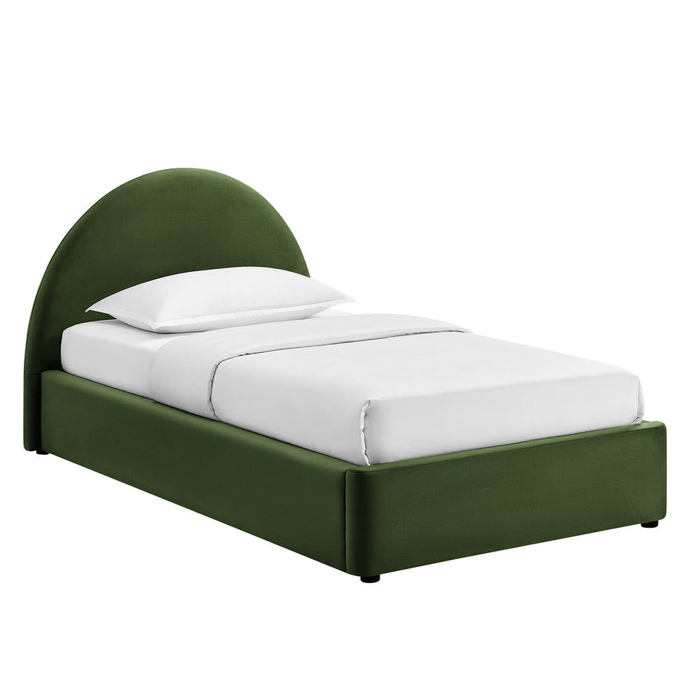 Modway Furniture Resort Twin Velvet Upholstered Storage Platform Bed with Arched Sculptural Headboard Green MOD-7343-MOG