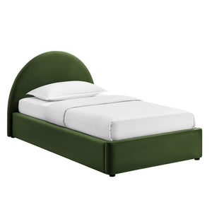 Modway Furniture Resort Twin Velvet Upholstered Storage Platform Bed with Arched Sculptural Headboard Green MOD-7343-MOG