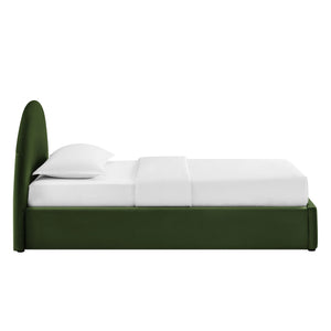 Modway Furniture Resort Twin Velvet Upholstered Storage Platform Bed with Arched Sculptural Headboard Green MOD-7343-MOG