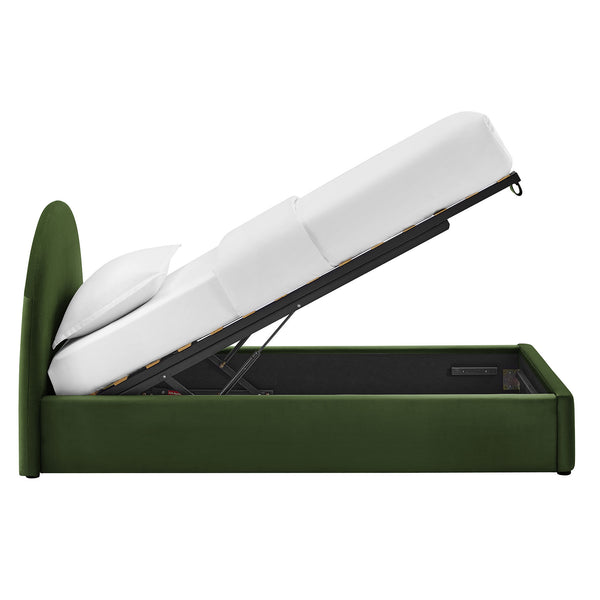 Modway Furniture Resort Twin Velvet Upholstered Storage Platform Bed with Arched Sculptural Headboard Green MOD-7343-MOG