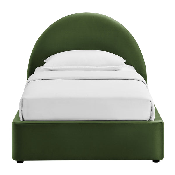 Modway Furniture Resort Twin Velvet Upholstered Storage Platform Bed with Arched Sculptural Headboard Green MOD-7343-MOG
