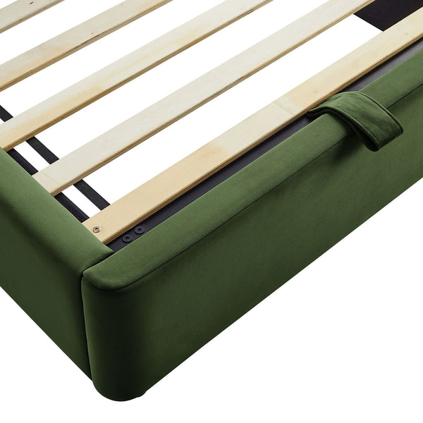 Modway Furniture Resort Twin Velvet Upholstered Storage Platform Bed with Arched Sculptural Headboard Green MOD-7343-MOG