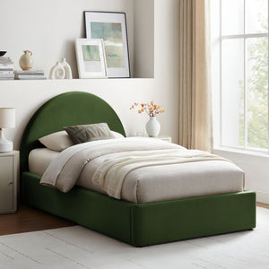 Modway Furniture Resort Twin Velvet Upholstered Storage Platform Bed with Arched Sculptural Headboard Green MOD-7343-MOG