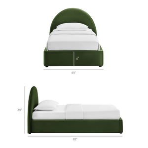 Modway Furniture Resort Twin Velvet Upholstered Storage Platform Bed with Arched Sculptural Headboard Green MOD-7343-MOG