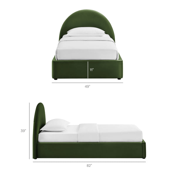 Modway Furniture Resort Twin Velvet Upholstered Storage Platform Bed with Arched Sculptural Headboard Green MOD-7343-MOG