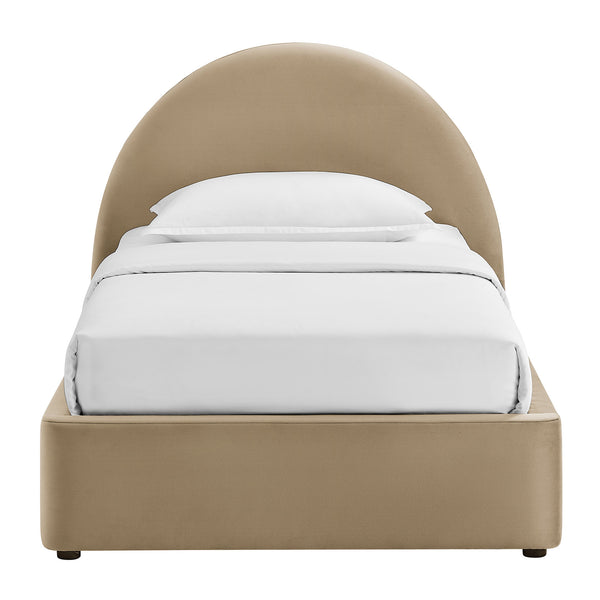 Modway Furniture Resort Twin Velvet Upholstered Storage Platform Bed with Arched Sculptural Headboard Taupe MOD-7343-TAU