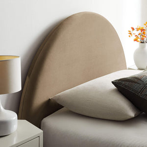 Modway Furniture Resort Twin Velvet Upholstered Storage Platform Bed with Arched Sculptural Headboard Taupe MOD-7343-TAU