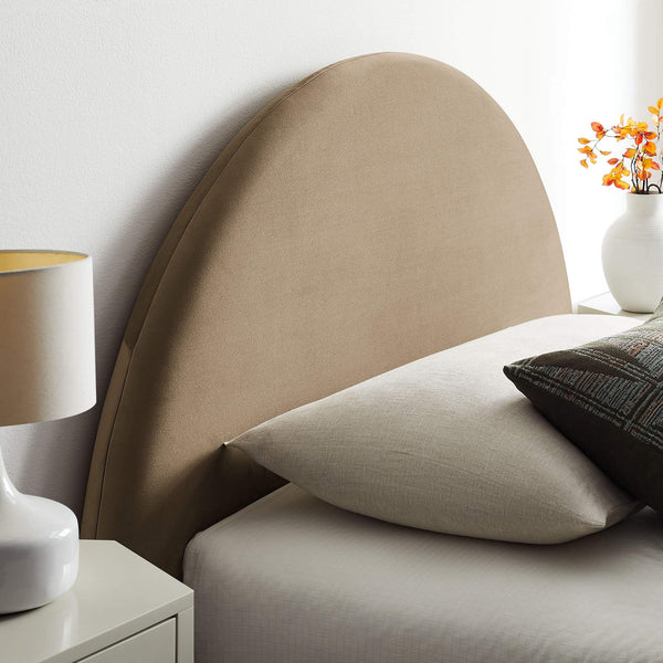 Modway Furniture Resort Twin Velvet Upholstered Storage Platform Bed with Arched Sculptural Headboard Taupe MOD-7343-TAU