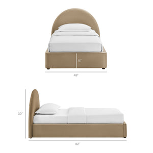 Modway Furniture Resort Twin Velvet Upholstered Storage Platform Bed with Arched Sculptural Headboard Taupe MOD-7343-TAU