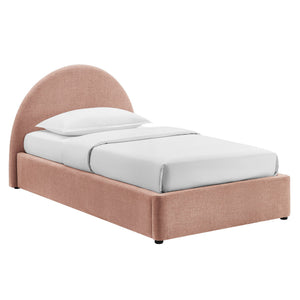 Modway Furniture Resort Twin Arched Heathered Fabric Storage Platform Bed with Gas Spring Lift Blush Brown MOD-7344-BLS